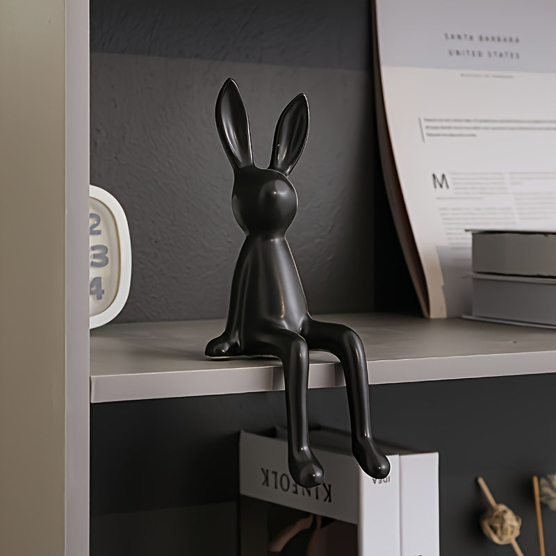 1 pieza de estatua de conejo lindo - Escultura de conejo sentado de resina, decoración de arte moderno para el hogar y la oficina, uso interior/exterior, no necesita electricidad, regalo perfecto para los amantes de los animales, accesorios de conejo