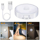 6 luces LED con sensor de movimiento recargables por USB – Iluminación moderna con brillo ajustable para mesita de noche y escaleras, diseño en plástico blanco para dormitorio, residencia y uso en el hogar, luz con sensor de movimiento para interiores