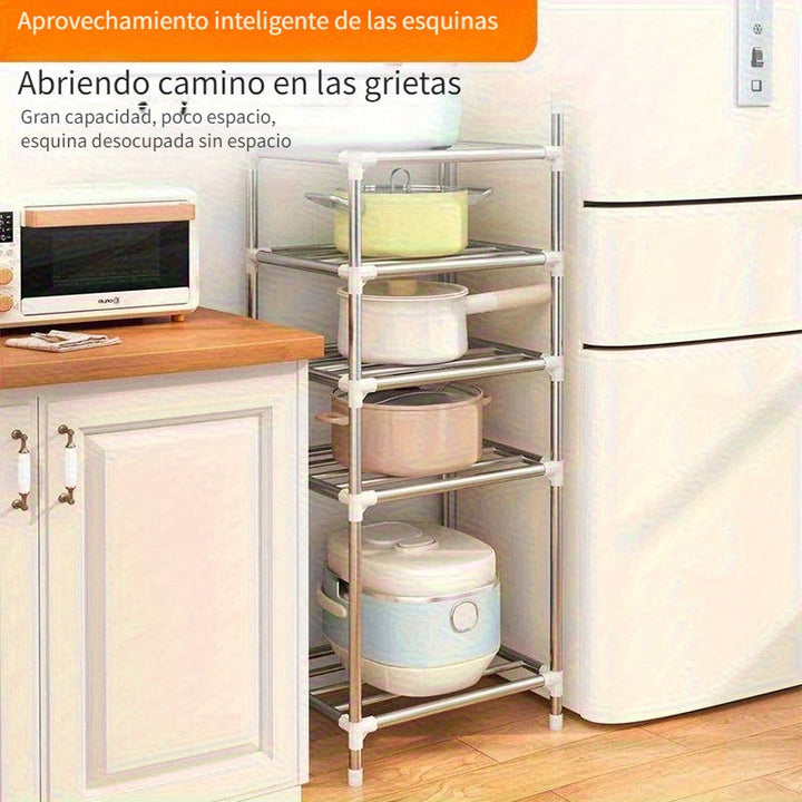 Estante de almacenamiento de cocina de acero inoxidable de 4/5/6 niveles con pies de nivelación - Estante multi-nivel de gran resistencia para ollas, sartenes, microondas y más - Unidad de estantería ahorradora de espacio para despensa, garaje y armario,