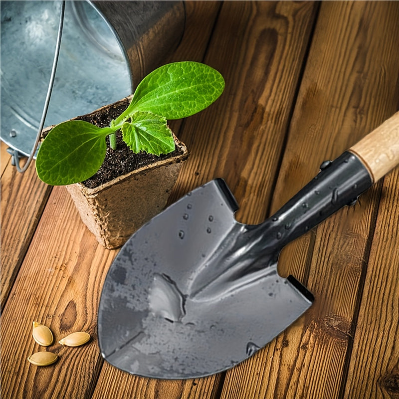 1 pieza de pala de jardín con mango de madera de 14,5" (37,36"), ideal para pequeñas tareas de plantación y jardinería, herramienta de jardinería con mango ergonómico y resistente.