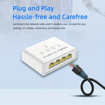 Divisor de red Gigabit Ethernet 1 a 4 - Divisor de red con cable de alimentación USB, adaptador de red de alta velocidad de 1000 Mbps RJ45 para cable Cat 5/5e/6/7/8 [4 dispositivos conectados simultáneamente]