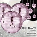 15 piezas de esferas de espejo de disco de vidrio rosa brillante, 8.0/5.99/3.99/3.0 pulgadas, decorativas y colgantes, adecuadas para el hogar, la habitación, Navidad y decoración de vacaciones.