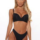 Tanga de algodón ajustada perfecta - Negro