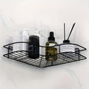 Estante de ducha de esquina de hierro fundido - Estante de almacenamiento de baño montado en la pared que no requiere taladrar, con diseño de malla de alambre de metal negro para un fácil acceso y organización, perfecto para champú, acondicionador y jabó
