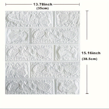 30 piezas de baldosas de espuma 3D tipo ladrillo DIY, autoadhesivas y fáciles de cortar, superficie texturizada para cocina, sala, baño o pasillo - 35 cm x 38 cm, blanco con detalles en gris y morado, diseño grueso y duradero