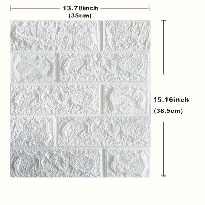30 piezas de baldosas de espuma 3D tipo ladrillo DIY, autoadhesivas y fáciles de cortar, superficie texturizada para cocina, sala, baño o pasillo - 35 cm x 38 cm, blanco con detalles en gris y morado, diseño grueso y duradero