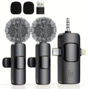 Micrófono inalámbrico de 3 en 1, claro, mini, adecuado para for iphone con enchufe de luz, teléfonos Android/computadoras/laptops, micrófono con doble clip de cuello con enchufe USB-C/3,5 mm, utilizado para grabación de video, vlogging, transmisión en vi