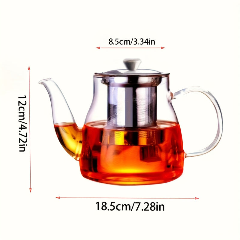 1pc de Té de vidrio de borosilicato de alta calidad con infusor de acero inoxidable, taza de té tradicional chino Gongfu, servidor de té transparente para té suelto, sin patrón de té de vidrio