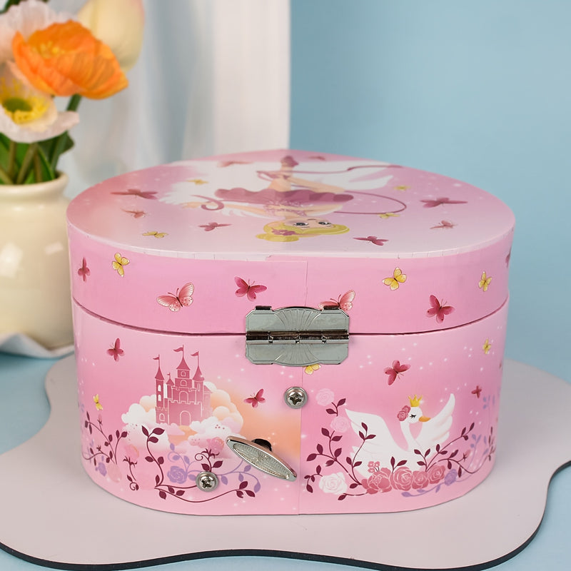 Caja de música de madera con forma de corazón, estilo glamuroso, figura decorativa, sin necesidad de pilas, para regalos de cumpleaños y almacenamiento para mujeres.