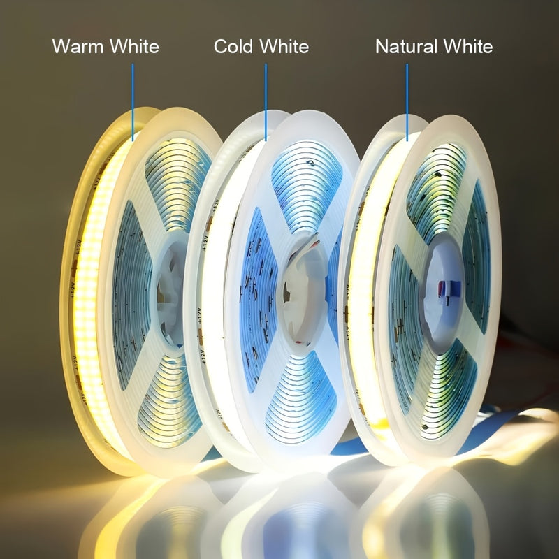 LTG-GEE 24V COB LED Strip Lights - 10m, 6000 luces, 320 LEDs/metro, brillo CRI90, luz blanca cálida y fría dual, flexible para decoración del hogar, proyectos DIY, iluminación de gabinetes, cocina y escenario, iluminación ambiental, no requiere batería,
