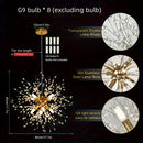 1 lámpara de cristal dorado de lujo, diseño moderno de diente de león, cable ajustable para suspensión, estructura metálica, ideal para sala, comedor, dormitorio o cocina, incluye 8 cabezales G9 (bombillas no incluidas, compradas por separado)