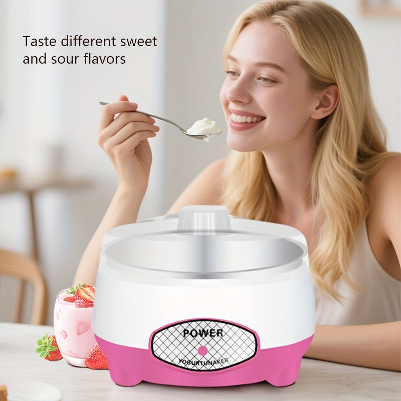 Mini Hacedor de Yogur DIY, máquina multifuncional para natto, diseño compacto, calefacción tridimensional 360°, fermentación a temperatura constante, enchufe estándar americano, revestimiento interior de acero inoxidable, capacidad de 33.814 onzas, regal