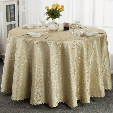 1pc Mantel Redondo Premium de Jengibre - Poliéster para Máquina con Bordado Floral Elegante, Duradero y Fácil de Limpiar para Decoración de Comedor, Ajuste de Mesa Sofisticado, Tela de Alta Calidad
