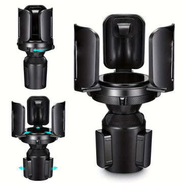 MHO+ALL Soporte de taza expandible para botellas de agua grandes y tazas de café - Base ajustable con brazos extensibles, adaptador de taza universal (negro), ideal para uso en coche, soporte de taza para coche | Soporte de taza ajustable | Soporte de pl