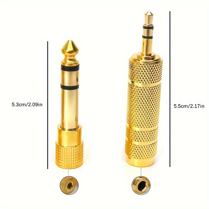 2 piezas Adaptador de Audio Amplificador de Auriculares de Cobre Puro de 6.5mm Macho a Conector Hembra de 3.5mm Convertidor de Micrófono AUX de 6.5mm