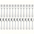 Juego de Cubiertos de Acero Inoxidable para Comida Grado Alimenticio, Juego de Tenedores y Cucharas de 12/24 Piezas, Apto para Lavavajillas