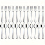 Juego de Cubiertos de Acero Inoxidable para Comida Grado Alimenticio, Juego de Tenedores y Cucharas de 12/24 Piezas, Apto para Lavavajillas