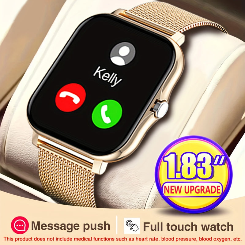 Reloj inteligente de 4,65 cm con llamada inalámbrica, pantalla digital, batería de litio recargable, caja de aleación de zinc, movimiento electrónico, correa de silicona y acero inoxidable - Compatible con varios teléfonos