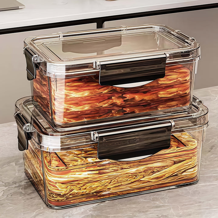 6pcs Cajas de Conservación de Alimentos para Refrigerador, Adecuadas para Nevera, Cocina, Sala de Estar, etc. Gran Capacidad con Sello Transparente Doble Hebilla Fácil de Ver, Ligero y de Alta Calidad