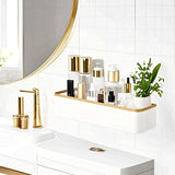 1 estante de baño montado en la pared, sin perforaciones, para almacenamiento de cosméticos de lujo, organizador de plástico para encima del tapete del inodoro, ideal para accesorios de baño, cubierta del tapete del inodoro, decoración de baño.