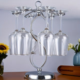 Soporte elegante para copas de vino invertidas, estante de metal para copas de pie con diseño decorativo en espiral, organizador de gabinete de vino que ahorra espacio para el hogar - Alberga 6 copas, rac de vino