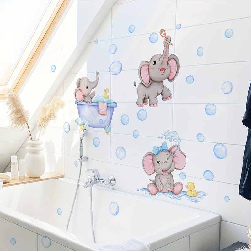 Fantasía Splash, Adorable Pegatina de Pared de Elefante para Baño de Burbujas - Perfecta para Decoración de Baño y Bañera, Fácil de Aplicar como Adorno para el Hogar