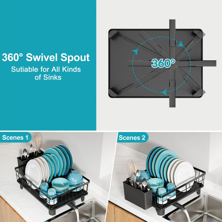 Escurridor de acero inoxidable compacto con estante desmontable para cubiertos y tabla escurridera, práctico organizador multifuncional resistente y duradero, ideal para cocinas pequeñas, accesorio básico imprescindible para el hogar