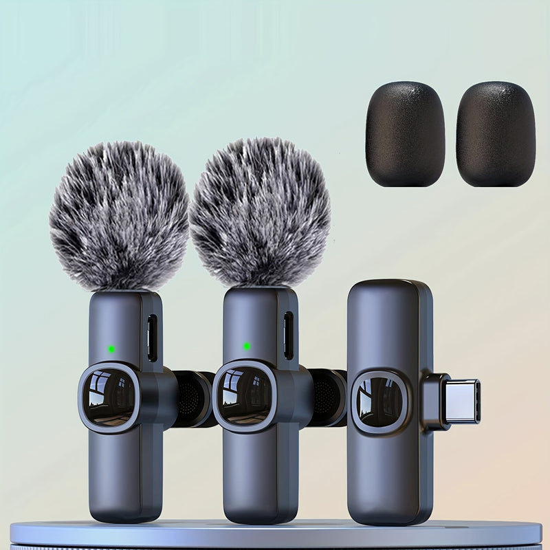 1pc Micrófono inalámbrico Lavalier, USB Type C omnidireccional con clip, grabación de un toque, carga USB, batería recargable de polímero de litio, para streaming y grabación - Inalámbrico, ≤36V