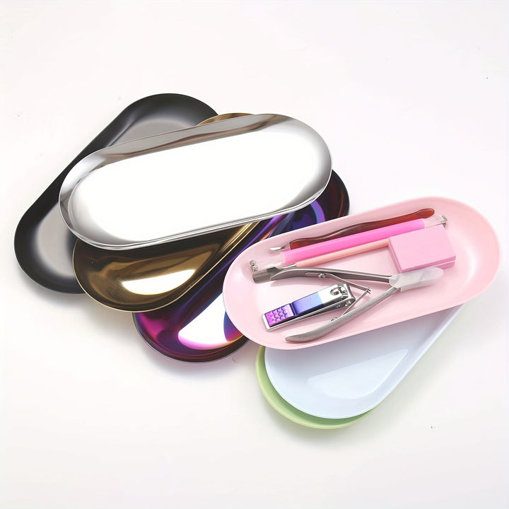 Bandeja de Desinfección para Salón de Uñas de Acero Inoxidable y Plástico - Soporte Directo para Spray de Alcohol para Herramientas de Manicura, Sin Necesidad de Electricidad, Organizador Portátil de Higiene para Salones de Uñas & Uso Doméstico, Cuidado