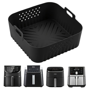 1/2 piezas de funda de silicona para freidor de aire de 8,8 pulgadas para freidor de aire de 5,5 a 7 tazas, resistente al calor y fácil de limpiar, bandeja de silicona para freidor de aire Ninja AF181, AF180, AF141, AF140, Philips HD9270