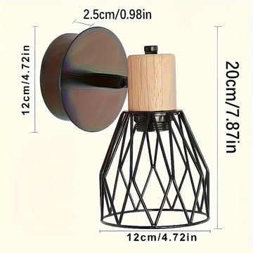 2 Piezas de Apliques Industriales - Lámpara de Pared con Cabeza Ajustable y Jaula Metálica Negra, Iluminación Semi-Encastrada Moderna para Sala, Dormitorio o Cocina, Escaleras - Compatible con Alexa, Base E26 (Bombillas No Incluidas), Luces Laterales Con