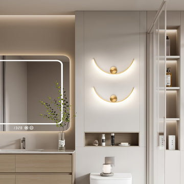 1 paquete de lámpara de pared metálica moderna, lámpara dorada LED, ideal para dormitorio, sala de estar, pasillo, escalera y decoración de hoteles o restaurantes