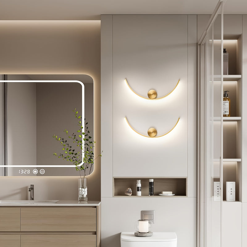 1 paquete de lámpara de pared metálica moderna, lámpara dorada LED, ideal para dormitorio, sala de estar, pasillo, escalera y decoración de hoteles o restaurantes