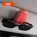 Soporte para gafas de visera de coche, gancho para gafas de cuero sintético, clip para tarjeta de boleto, ajuste firme automático, instalación fácil, accesorio de interior de coche elegante, regalo ideal para vacaciones.