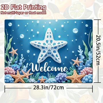 1pc Protector de Encimera con Temática Oceánica - Bienvenido Azul y Criaturas Marinas, Antideslizante para Cocina, Resistente a Rayones - Fácil de Limpiar y Cambiar - Para Estufas de Gas y Eléctricas, Superficies Planas - Decoración Costera Moderna, Mate