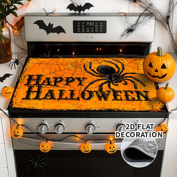 Tapete Protector de Estufa Integrado 2D Plano - Cubierta para Cocina con Forro de Goma, Decoración de Halloween, Ideal para Cualquier Cocina, 1 Unidad, Diseño 2D Plano