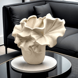 Jarrón Cerámico Bohemio Floral - Jarrón Decorativo en Forma de Campana Blanco para Sala, Dormitorio u Oficina - Decoración Elegante sin Baterías