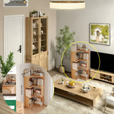 Estante de esquina de varios niveles - Madera, fácil montaje, beige claro, ideal para decoración del hogar y la oficina, solución de almacenamiento para el salón, almacenamiento de libros | Estante moderno | Construcción de madera, esquina del estante