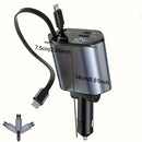 66W de Salida Máxima, Cargador Rápido para Auto con Cable Telescópico y 2 Puertos USB, Compatible con iPhone 15/15 Pro Max/14 Pro Max/13/12/11, Samsung, Xiaomi, Galaxy S23/22, Pixel