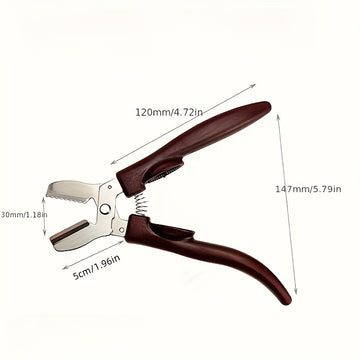 Abrelatas de Acero Inoxidable - Pinza para Nueces de Fácil Agarre, Impermeable, No Necesita Energía, Marrón Oscuro para Uso en Cocina y Comedor