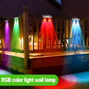 Juego de 2/4/8 luces solares para pared exterior de acero inoxidable, luces solares para exteriores, luces para pared con sensor crepuscular, luces solares para cercas, en modo luz cálida/blanca/RGB, para patios, barandales, jardines y paredes de porche