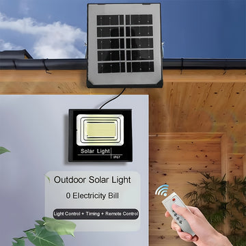 Luces solares LED para jardín con control remoto y paneles solares, luces solares IP67 de alta luminosidad para exteriores.