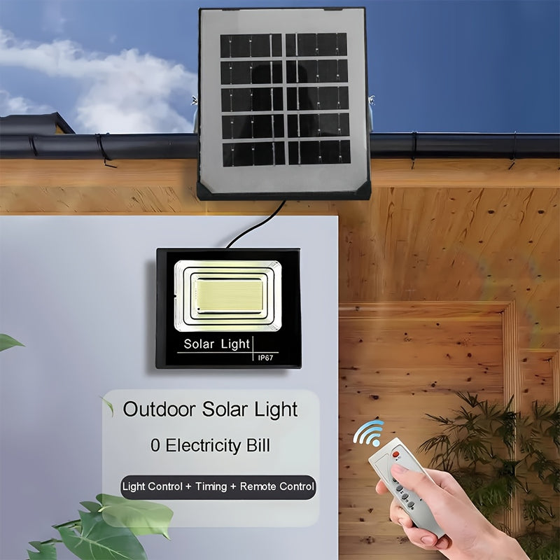 Luces solares LED para jardín con control remoto y paneles solares, luces solares IP67 de alta luminosidad para exteriores.
