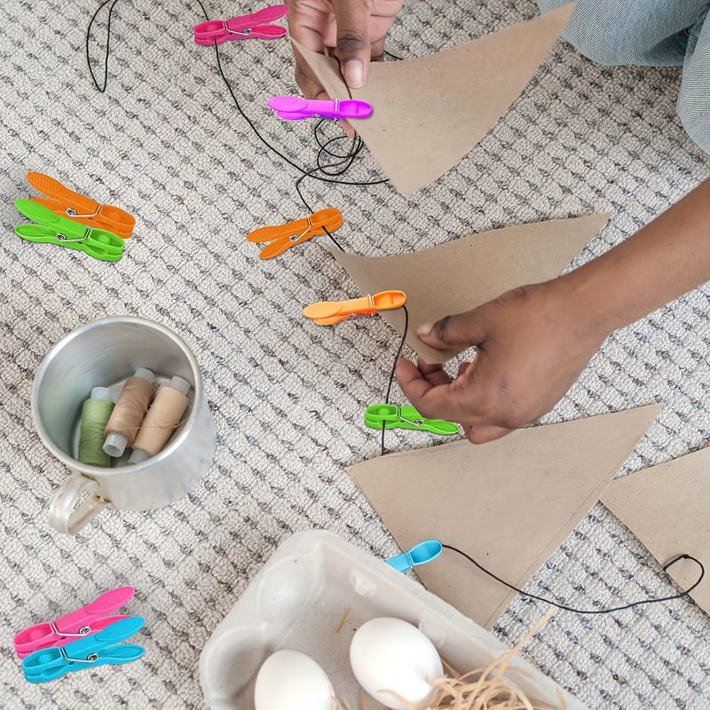 48 piezas de pinzas para ropa coloridas, clips resistentes con clavos y dientes pequeños, para secado al aire, cuerdas o empaque de alimentos, artesanías y manualidades