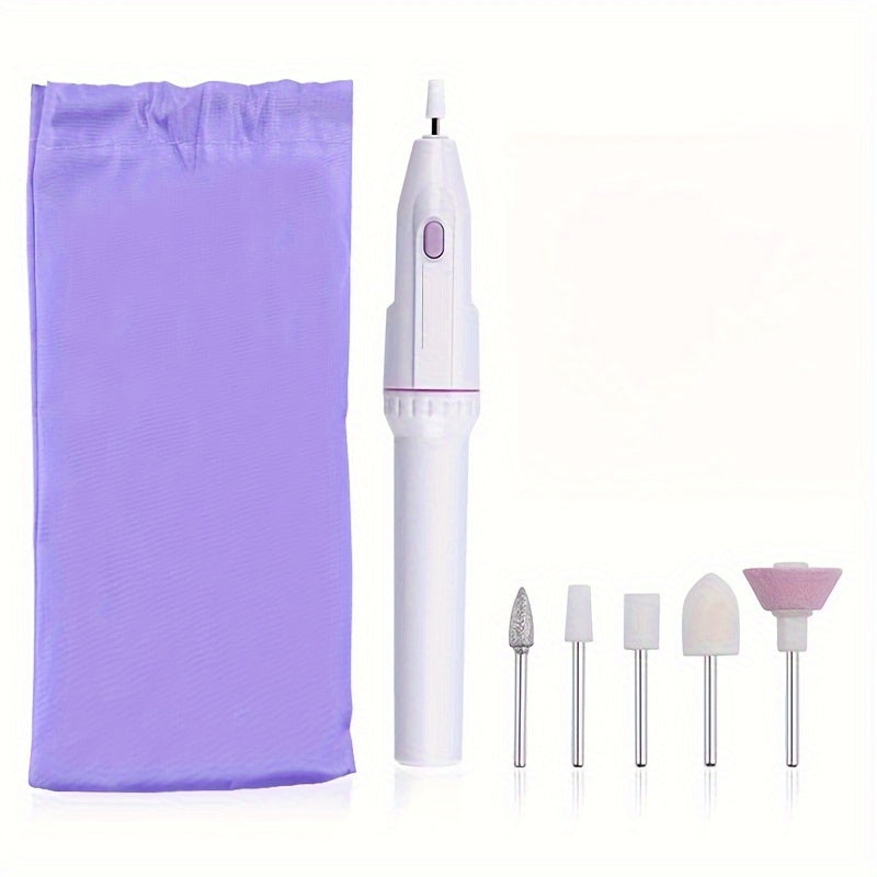 Set de Taladro Eléctrico Profesional 5 en 1 para Uñas, Herramienta de Manicura y Pedicura, Sin Fragancia, Funciona con Pilas (Sin Pilas) - Kit Personal de Herramientas para Uñas para Resultados de Calidad de Salón