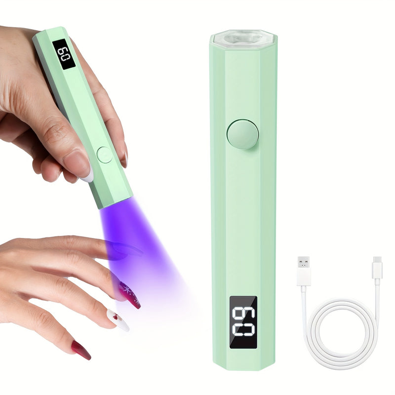 STEMEDU Lámpara Portátil para Uñas con Pantalla Digital - Secado Rápido/Luz Azul, USB, Compacta y Ligera para Manicuras, Pedicuras y Arte de Uñas - Ideal para Hogar, Salón o Viaje - LED Rosa, Equipo de Cuidado de Uñas, Dispositivo Manual, Batería Recarga