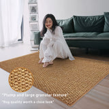 1 pieza, alfombra circular de piña de jute falso versátil, alfombra rectangular marrón grande para el salón, con una rica textura con partículas grandes, sensación de alta calidad, pesa 1250 gramos por metro cuadrado, adecuada para decorar sofás de salón