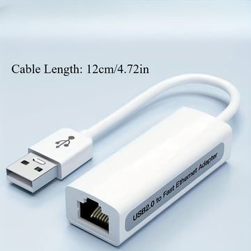 Adaptador Ethernet LAN USB 2.0 portátil con velocidad de 100 Mbit/s, función plug and play y sin necesidad de controladores