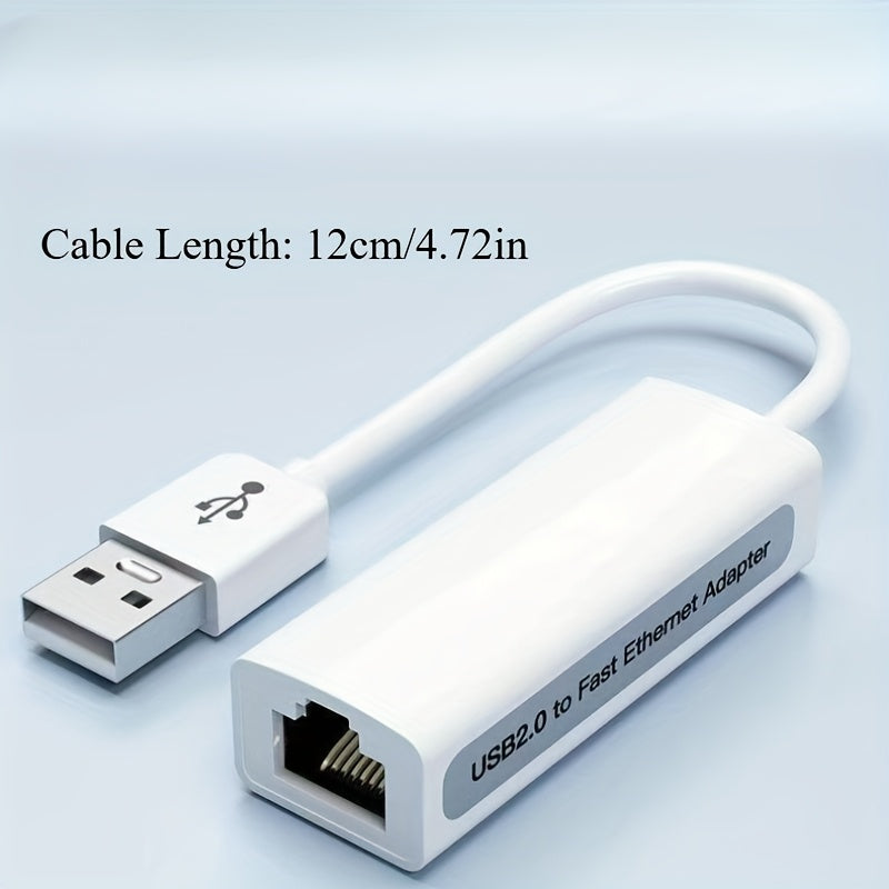 Adaptador Ethernet LAN USB 2.0 portátil con velocidad de 100 Mbit/s, función plug and play y sin necesidad de controladores
