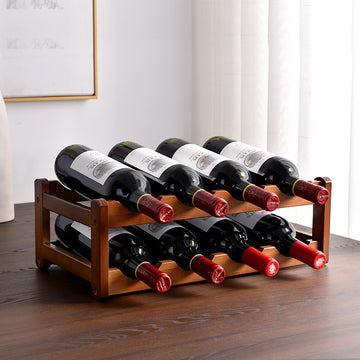 Soporte de vino de 8 a 12 botellas - Estante de madera de varios niveles para vino tinto, ideal para cocina, bar y almacenamiento de bodega, almacenamiento de vino de bar|Soporte de vino moderno|Soporte de vino de madera